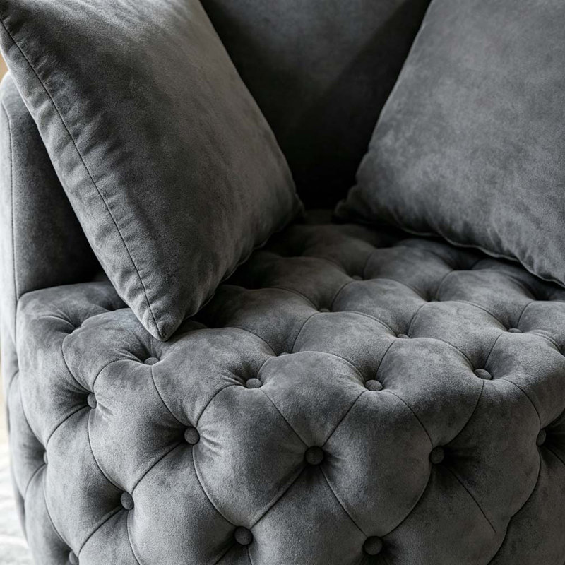 Chaise d'appoint contemporaine rembourrée et capitonnée, Dark Gray