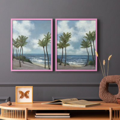 Impression encadrée Coastal Palm Tree I-Premium - prêt à être accroché - aucun clou requis - aucun clou requis