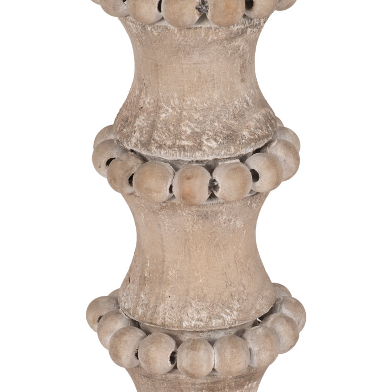 Handmade Rustic Solid Wood Tabletop Candlestick, 14" H x 6" W x 6" D, Ivory/Beige