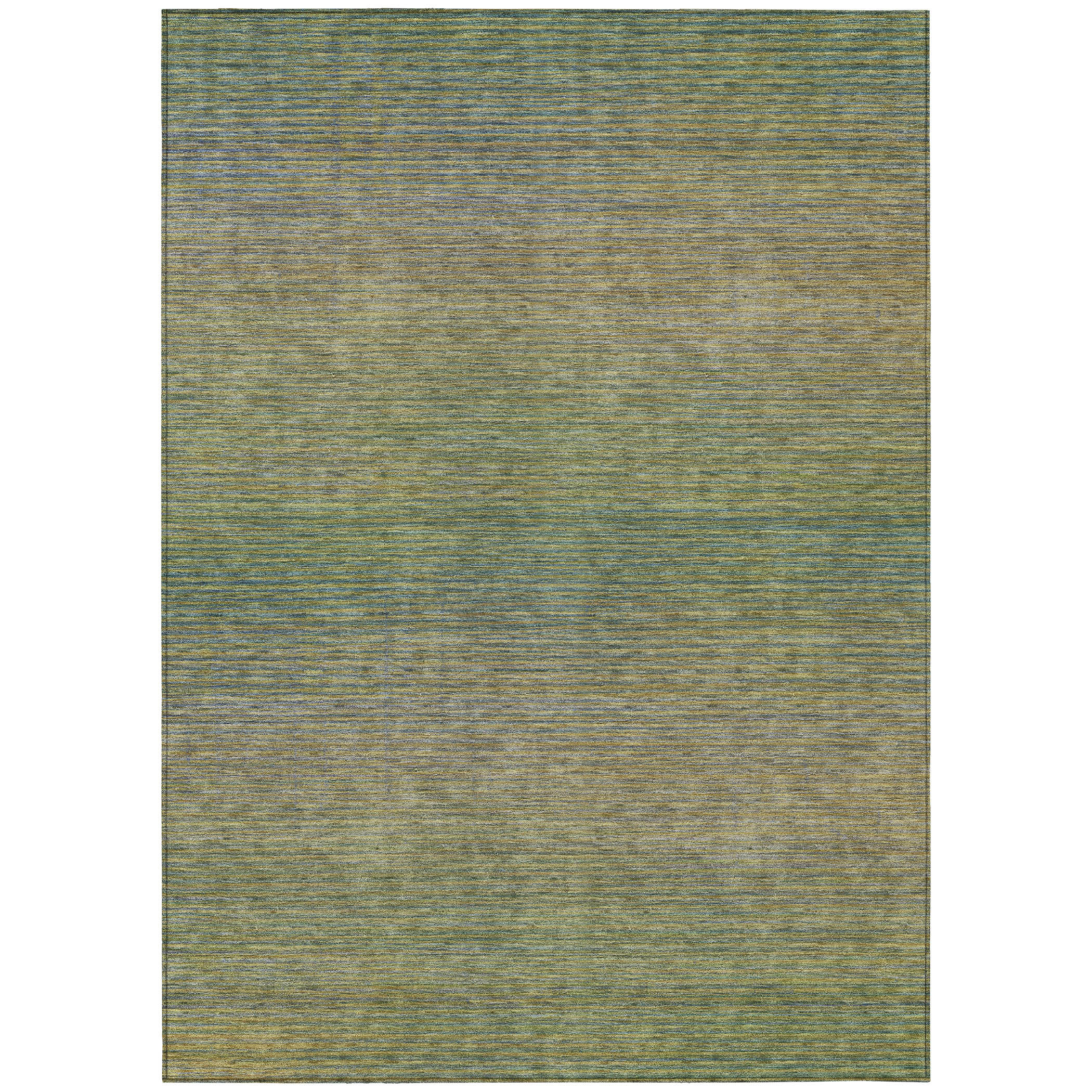 Orren Ellis 10' X 14' Fern Green Striped Washable Indoor Outdoor Area ...