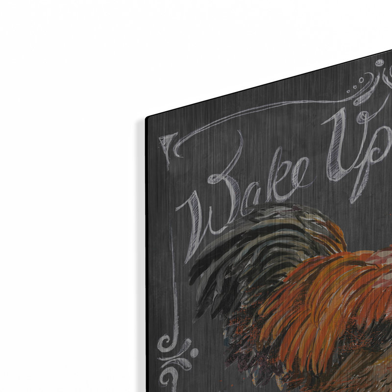 «Rooster On Chalkboard 2» par Art Licensing Studio, art mural en métal
