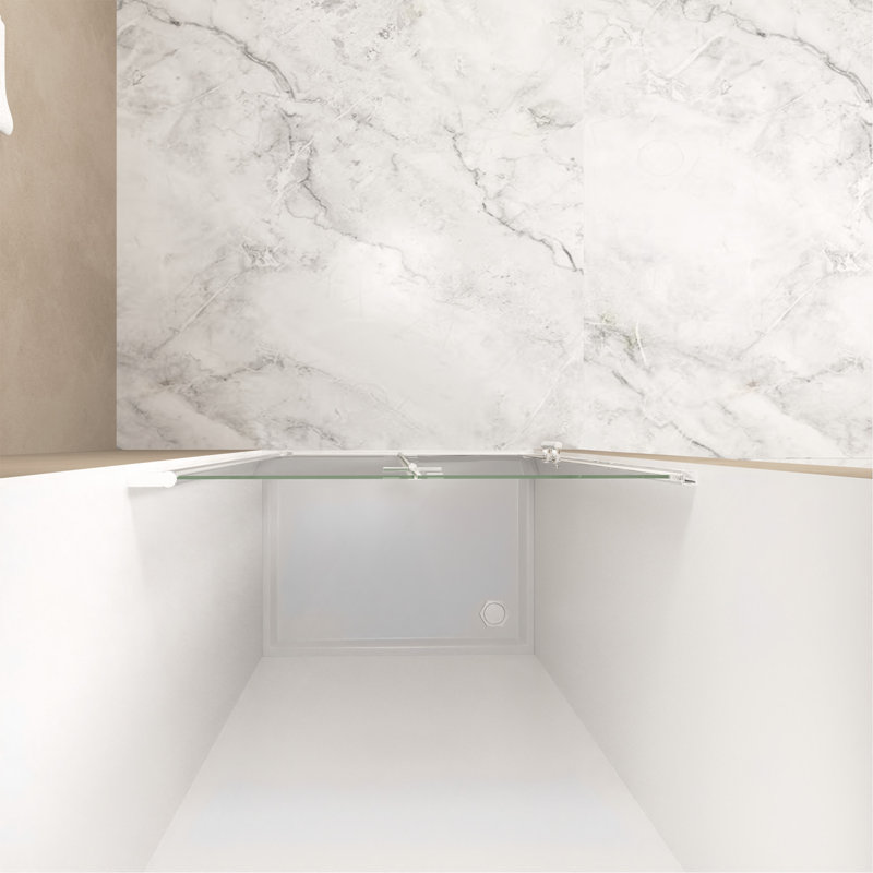 33-32 "x 72" Bifold Shower Door, 1/4"(6mm) Tempered Glass, Chrome Aluminum Frame, Explosion Proof Film, Chrome