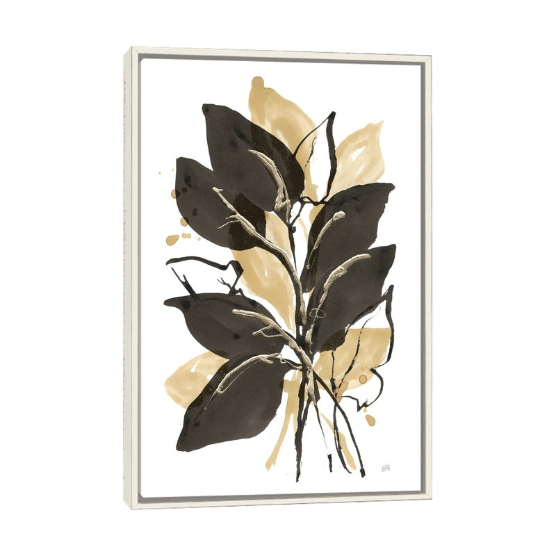 Natural Leaves II, Distressed White Floater Framed Canvas, 26" H x 18" W x 1.5" D