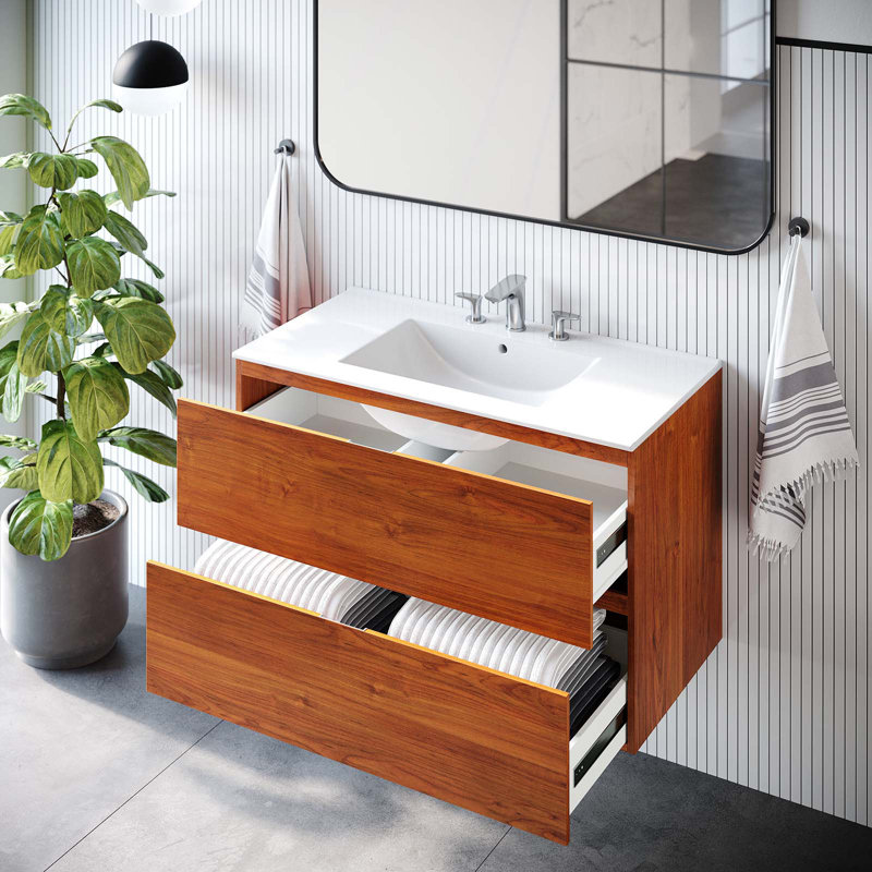 Meuble-lavabo mural 36 po Modway Scenic, Blanc