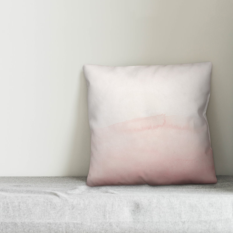 Blush Pink Watercolor Abstract Square Throw Pillow