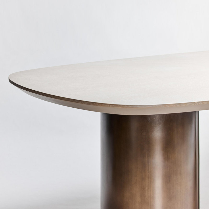 Becket Oval Solid Oak Dining Table, Cliffside Gray