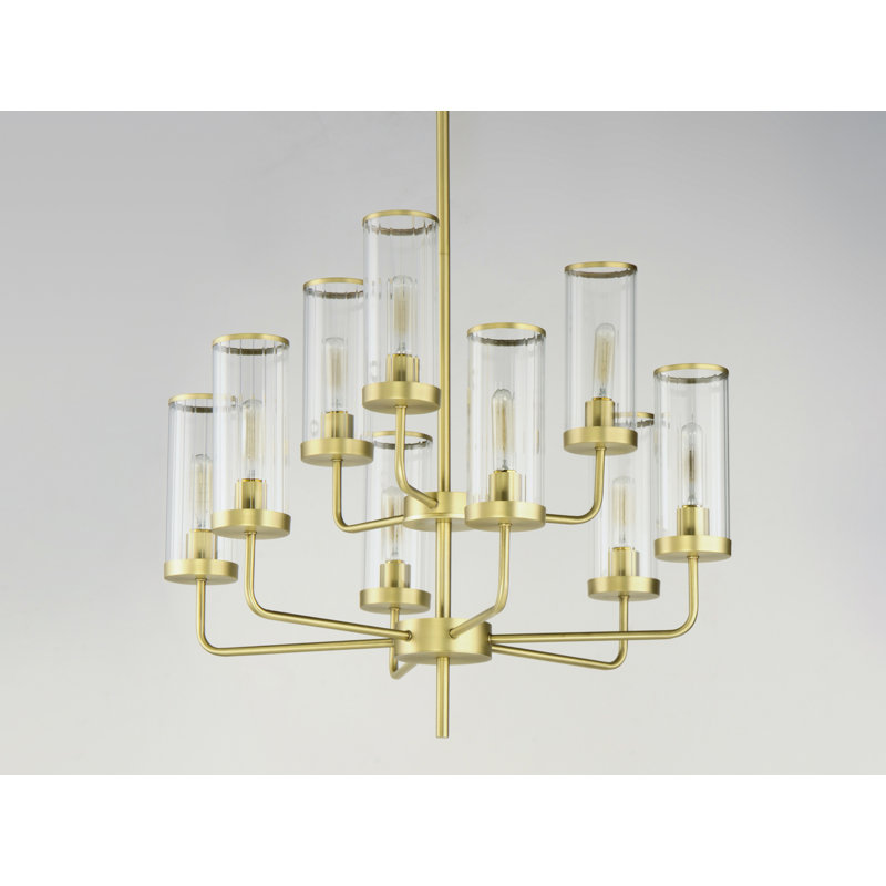 Blaugh 9 - Light Dimmable Classic / Traditional Chandelier, Satin Brass