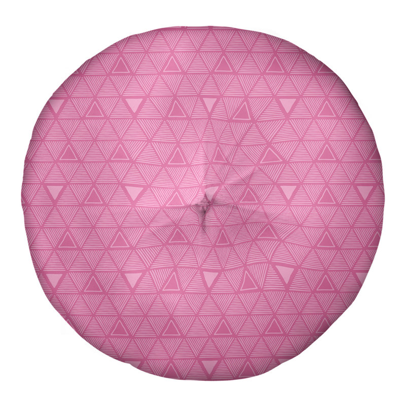 Coussin de sol triangulaire dessiné à la main, 26 po x 26 po, Rose