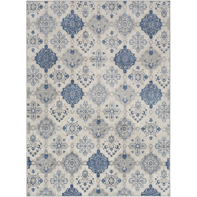 Tapis bleu / gris Swaney, Rectangle 4 pi 3 po x 5 pi 11 po