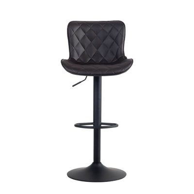 Denan Swivel Adjustable Height Bar Stools, Leather Modern Barstools, Upholstered Counter Stool