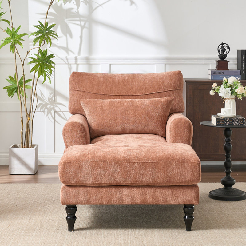 Comfortable and Durable Recliner Chair with Spacious Seating Perfect for Living, Orange