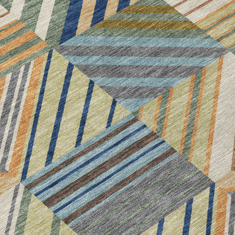 Machine Washable Indoor/Outdoor Lanphear ACN2399 Patchwork Rug, Rectangle 10' x 14'