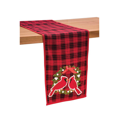 Chemin de table en coton à carreaux de noël 100% Paladora