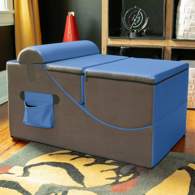 Fauteuil de jeu, table et repose-pieds Flexx V-Tex convertible 3 en 1 avec appui-tête et poche réglables, Bleu royal