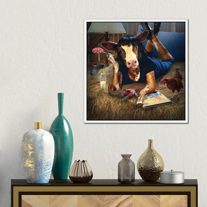 Calf Fiction by Spielsinn Design - Gallery-Wrapped Canvas Giclée on Canvas, White Framed, 45.72 cm H x 45.72 cm W