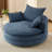 360°Swivel Sofa Chair Accent Barrel Chair 57.5" Swivel Round Chair With Dual-Layer Cushion Design And 3 Removable Pillows, Bedroom, Office And Hotel-1291328130