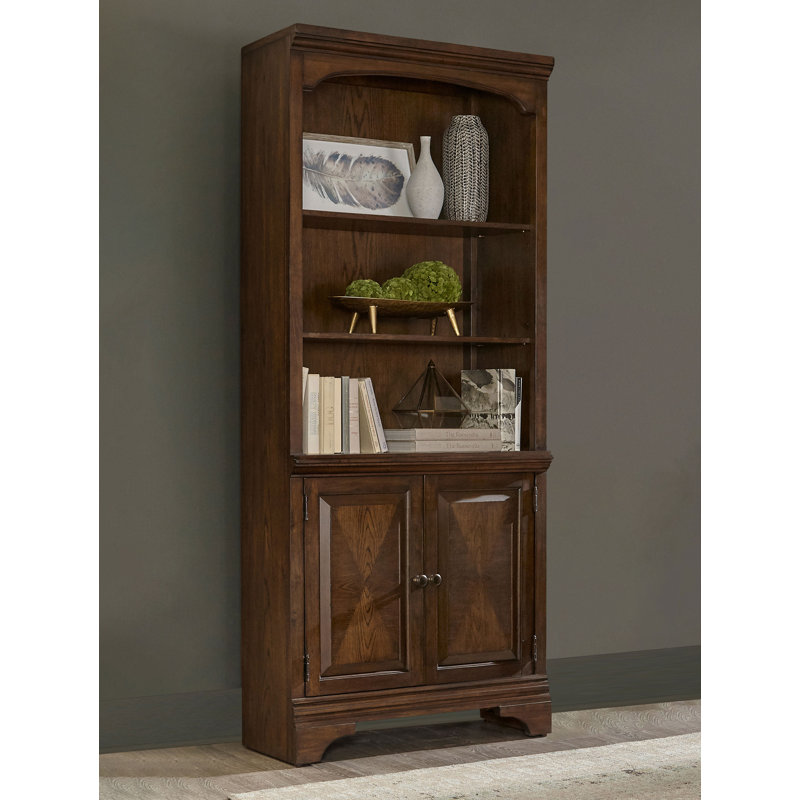 Arnoldus 78-inch 3-shelf Cabinet Bookcase Burnished Oak