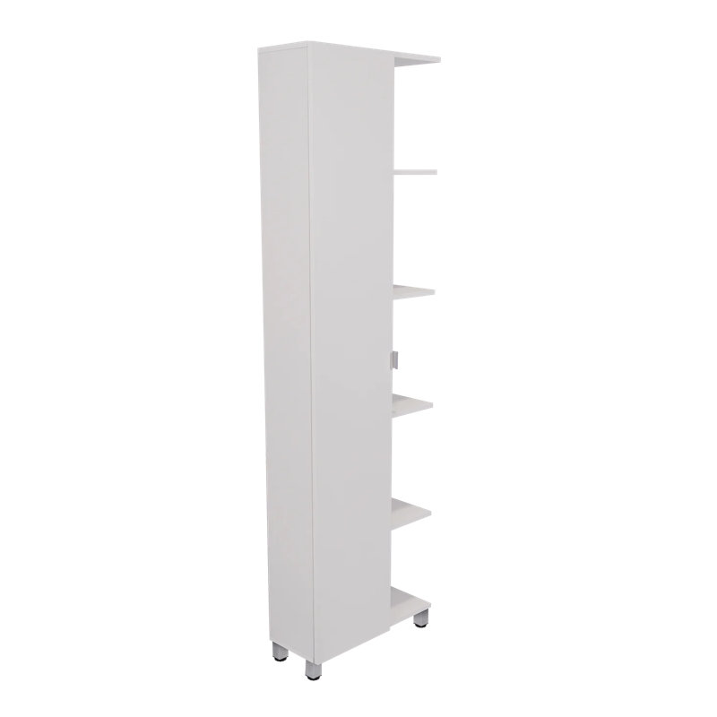 Elegant White Freestanding Corner Cabinet with Adjustable Shelving