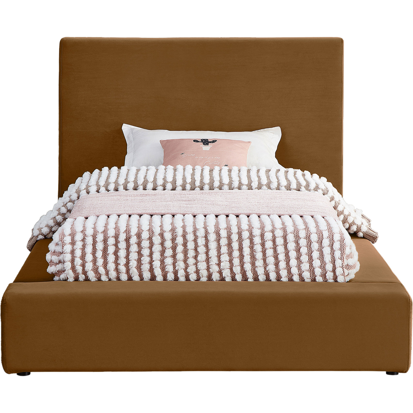 Ishia Velvet Upholstered Bed, Twin, Saddle Velvet