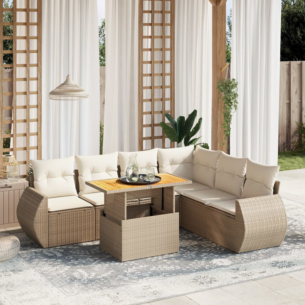 Lounge-Set Annyah aus Rattan mit Polster