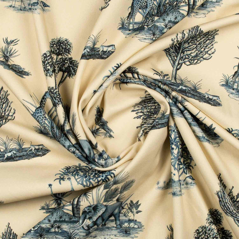 Ardmore Linen Fabric, Blue/Gold