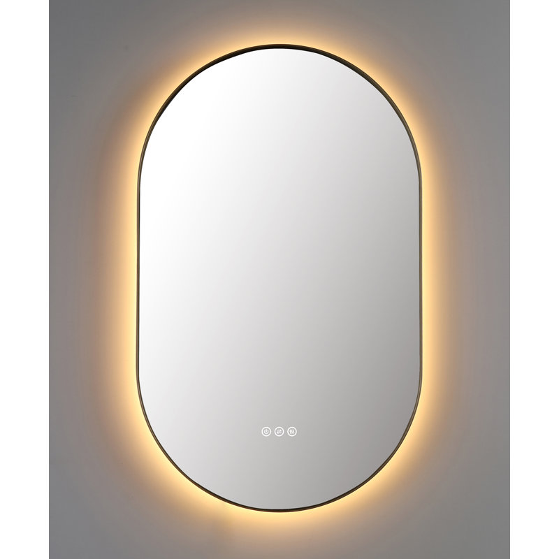 Shell LED Mirror, 35.43" x 21.65", Gold, Oval