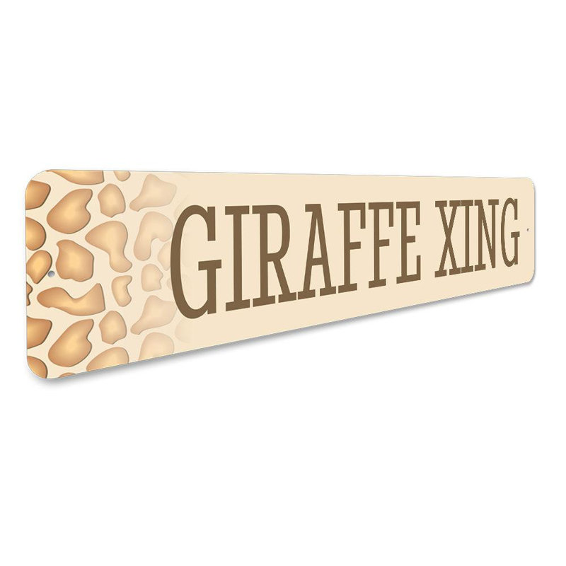Enseigne girafe en aluminium, H 6 po x l 24 po x P 0,06 po