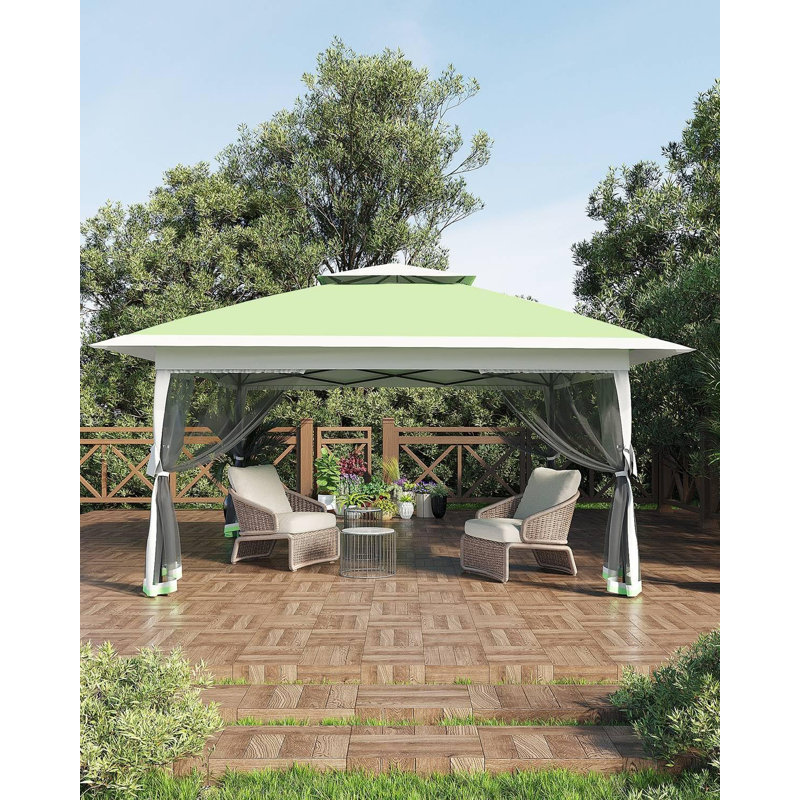 12x12 Pop Up Gazebo Tent, Outdoor Canopy Patio Shelter with Mosquito Netting, Double Roof Easy Up Screened Canopy, Party Pavilion for Outside Garden, Backyard, Lawn