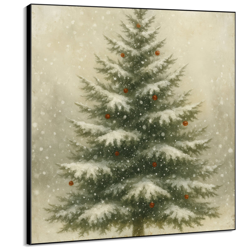 Très grand reproduction d'art sur toile - Pin vert de Noël - Décoration d'entrée de ferme - "Cadre à assembler requis (cadre non fini)"