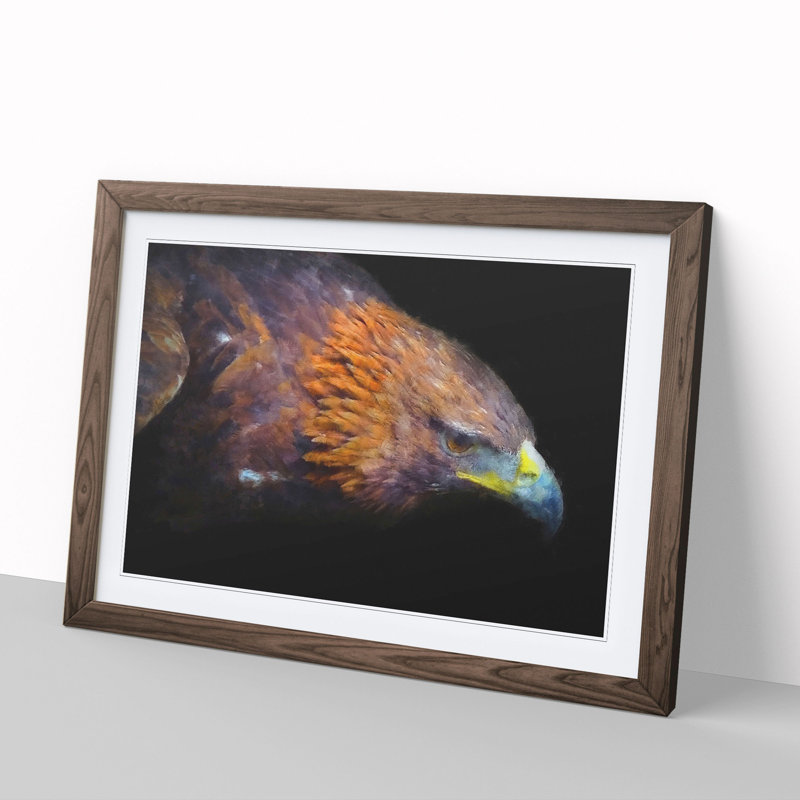 Golden Eagle Vol.3 - Picture Frame Painting, Walnut Framed, 48cm H x 65cm W x 2cm D
