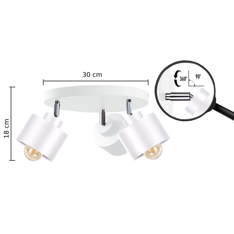 Baymore Ceiling Spotlight, White, White
