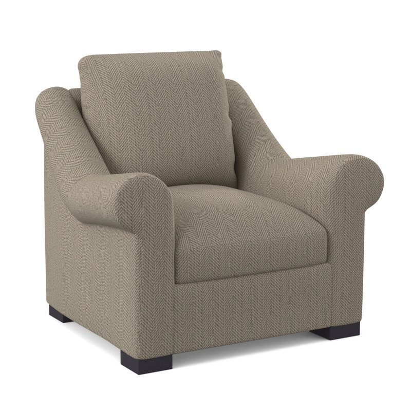 Canyon Sunbrella® and Boucle Armchair, Libby Linen, Vintage Ebony