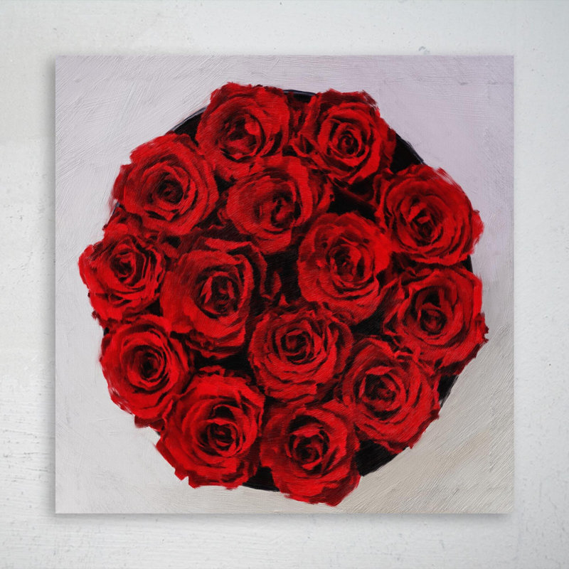 Red Roses - 1 pièce, impression sur toile tendue, H 32 po x l 32 po