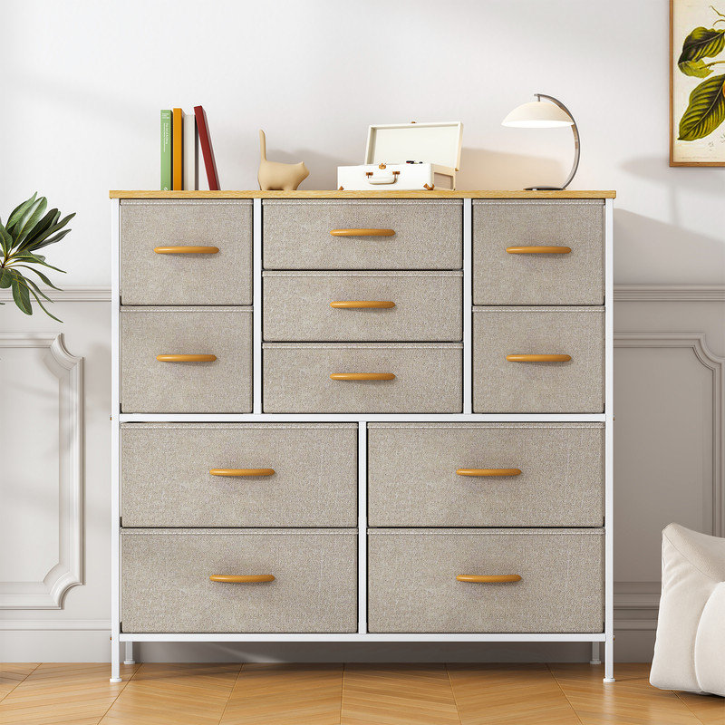 100 cm W Chest of 11 Drawers, Khaki