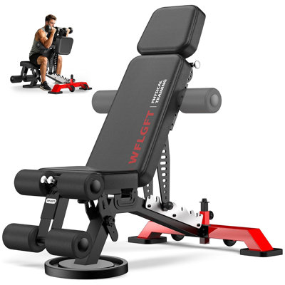 Pooboo Adjustable Multi-Position Weight Bench for Full Body Workout–Flat, Incline & Decline 1800 lb Capacity