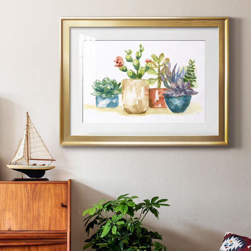 Summer Succulents I - peinture encadrée, H 18,5 po x l 24,5 po x P 1,5 po, Papier avec cadre doré