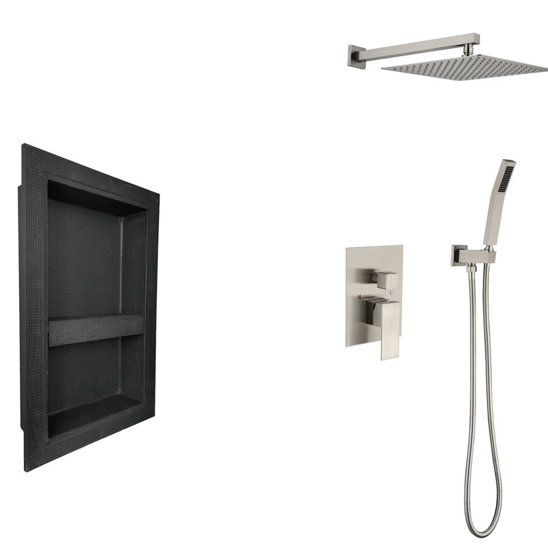Robinet de douche mural avec valve brute, Nickel brossé
