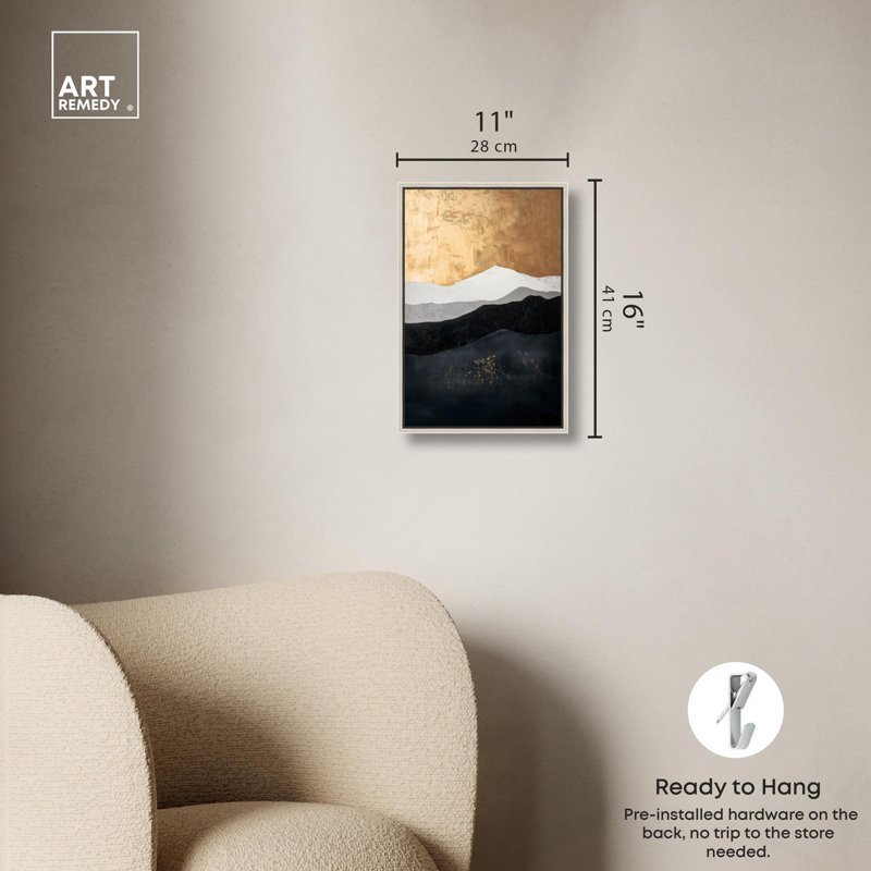 Toile Golden Vista II par Art Remedy, Cadre flottant, H 16 po x l 11 po, Noir