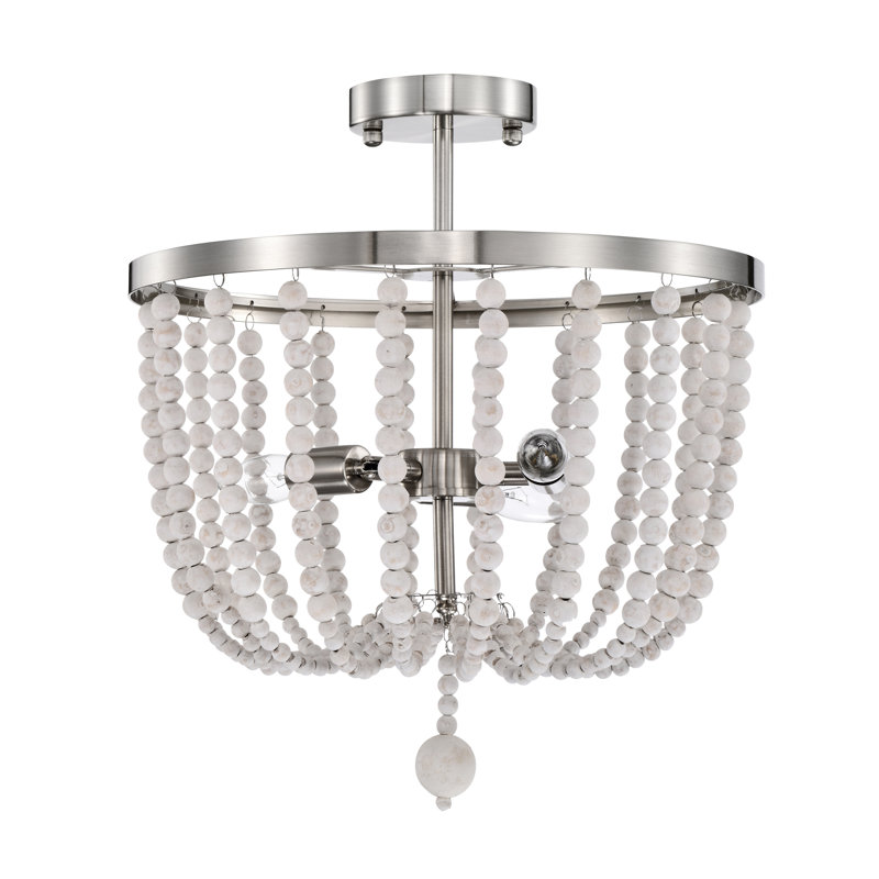 Plafonnier semi-encastré 3 lumières 15,75 po Kocher, Nickel satiné, Brun