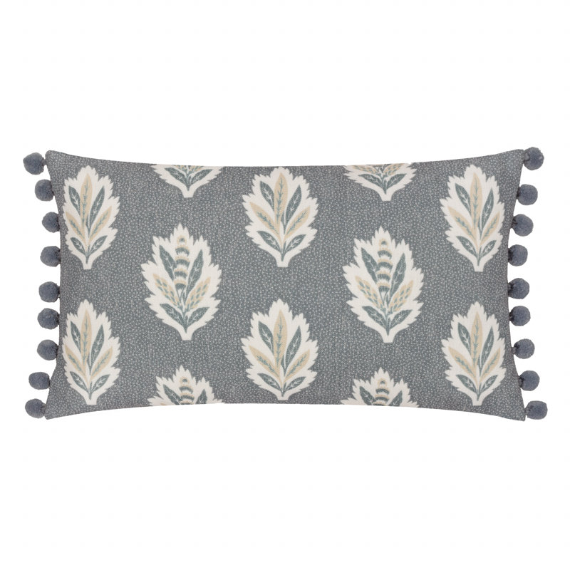Sessile Leaf Floral Blue Rectangular Throw Cushion