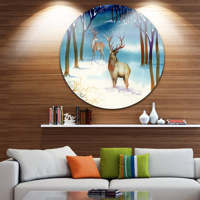 «Amazing Winter Forest with Deer», impression, H 23 po x l 23 po x P 1 po, Métal