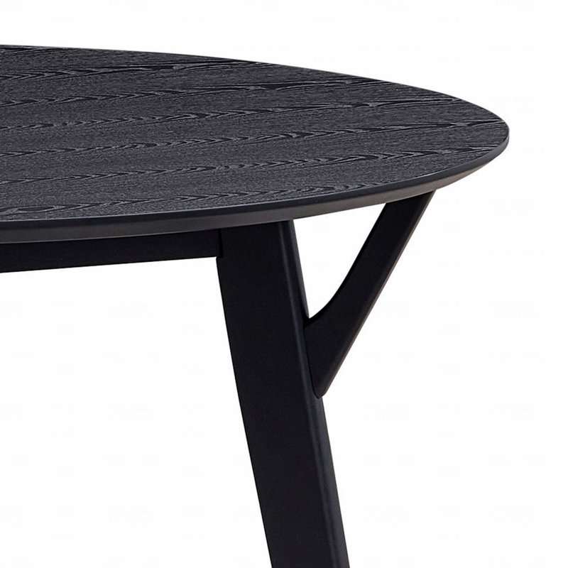  42” Round Modern Wooden Dining Table, Black, Black