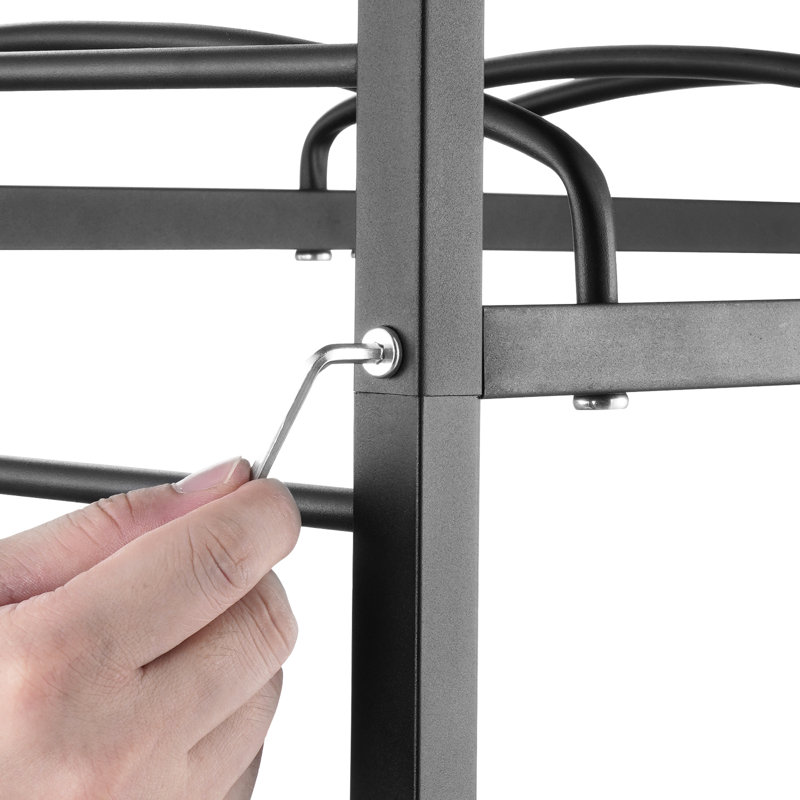 4 porte-bidons double 8 noirs, supporte 3 et 5 bouteilles en toute sécurité, fonte solide avec finition rouille, instructions d'assemblage simples, support à bouteilles à rainures pour tablettes de 8 po, fabrication