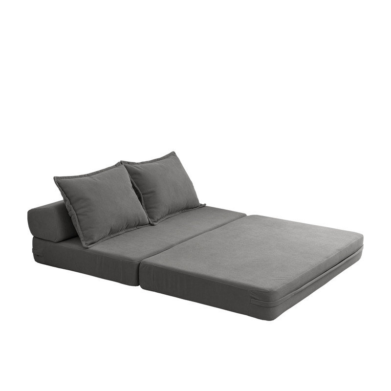Foldable Sofa Bed Twin-Sized Sleeper Couch with Pillows, Gray