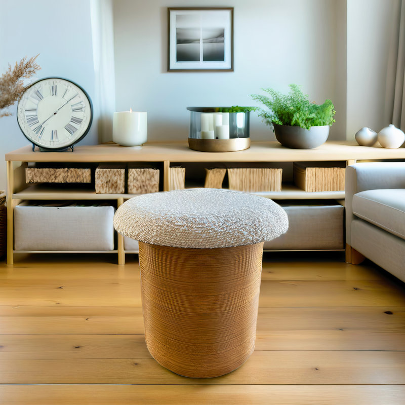 Repose-pieds rond avec rangement 15 po Boucle, Blanc