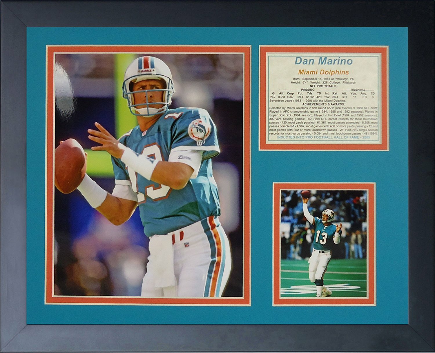 NFL Legends Dan Marino Miami Dolphins Framed Print