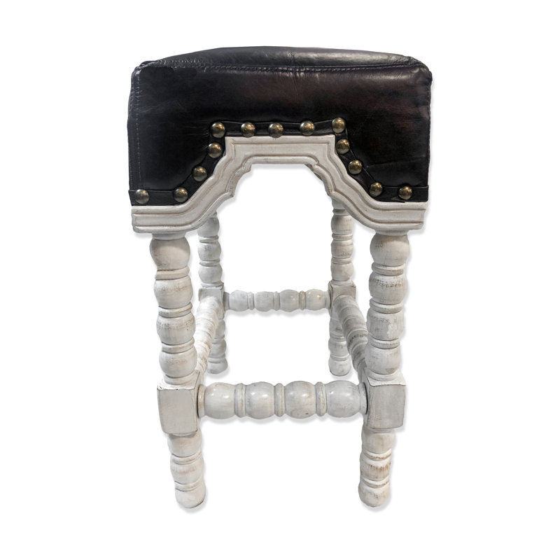 Tabouret de bar et de comptoir Kamena, Cuir brun, Tabouret de bar (siège d'une hauteur de 31 po)