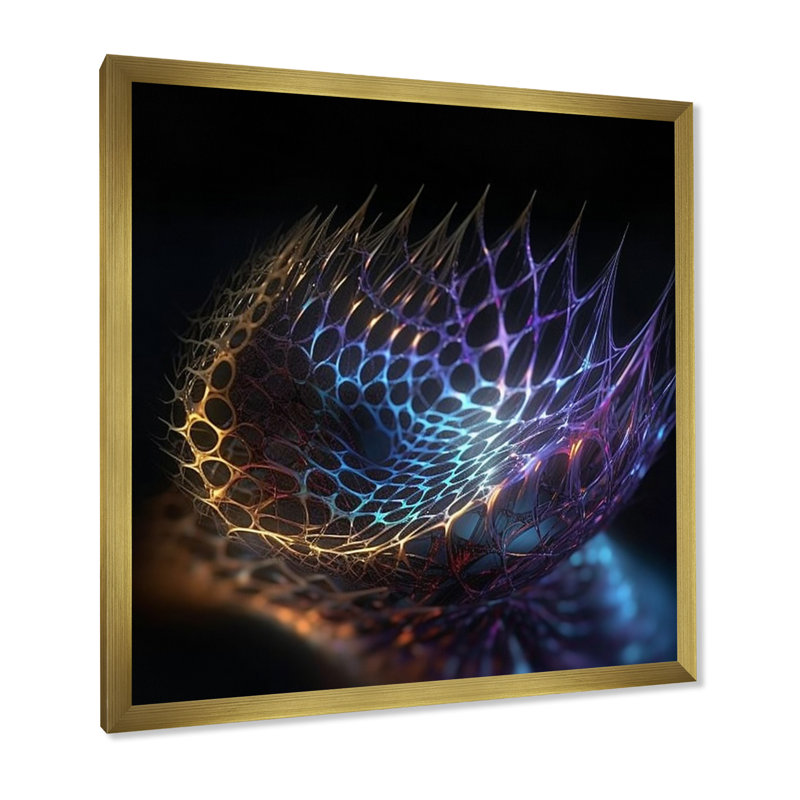 Infinity Net Space Matrix - Imprimé, Cadre doré à une seule photo, H 36 po x l 36 po x P 1,5 po