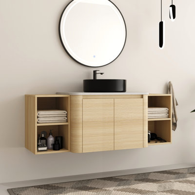 Ensemble de meuble-lavabo simple 54 po avec plateau en pierre reconstituée Eaton
