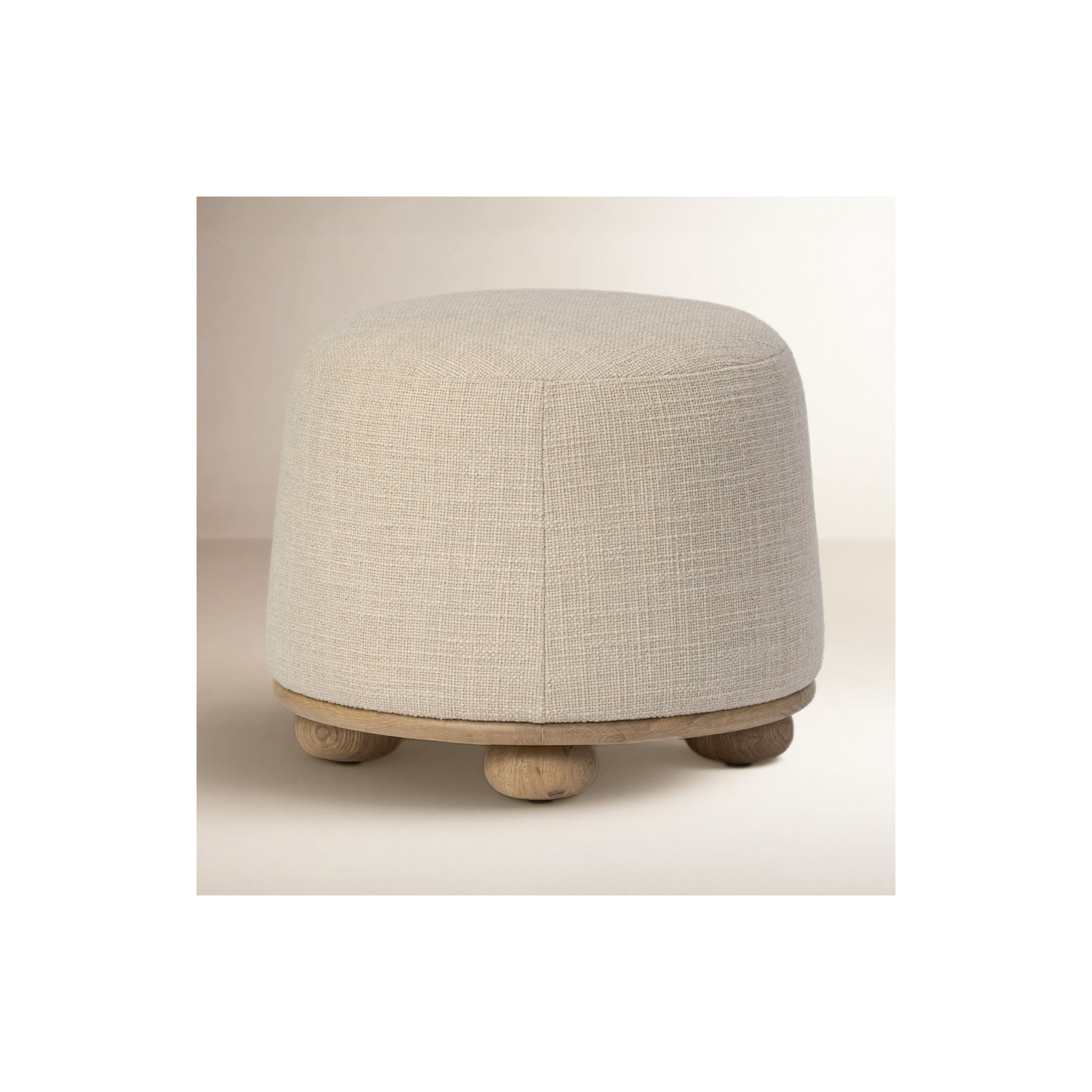 Caraway Upholstered Ottoman, Sand Textured Performance Basketweave